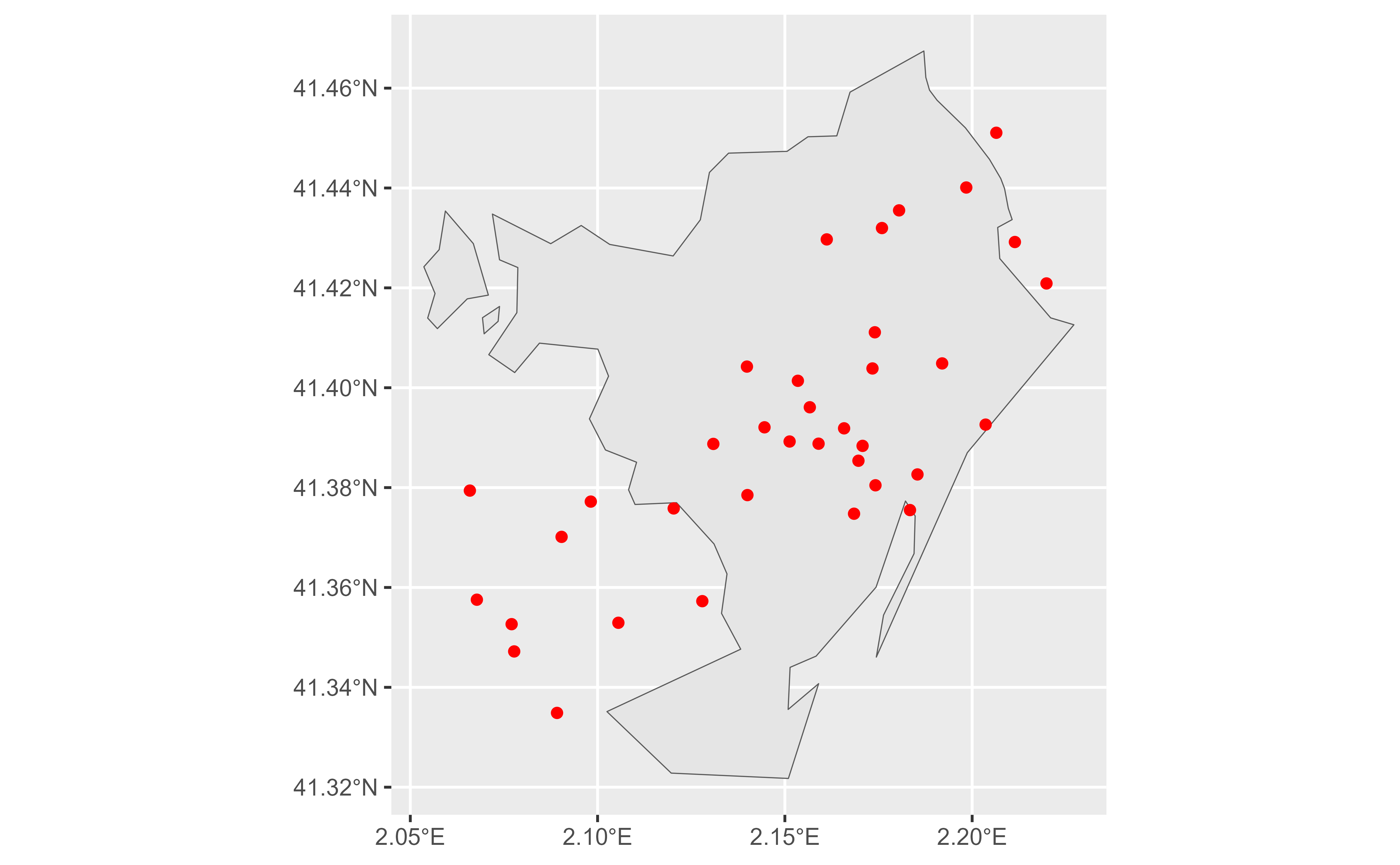 A map showing the location of McDonald's restaurants in Barcelona, Spain