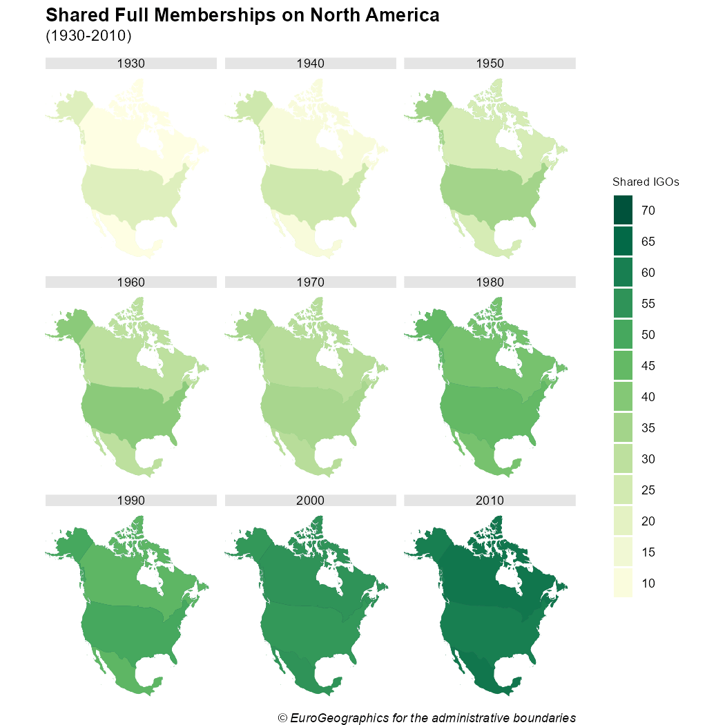 Shared Full Memberships on North America (1930 - 2010)