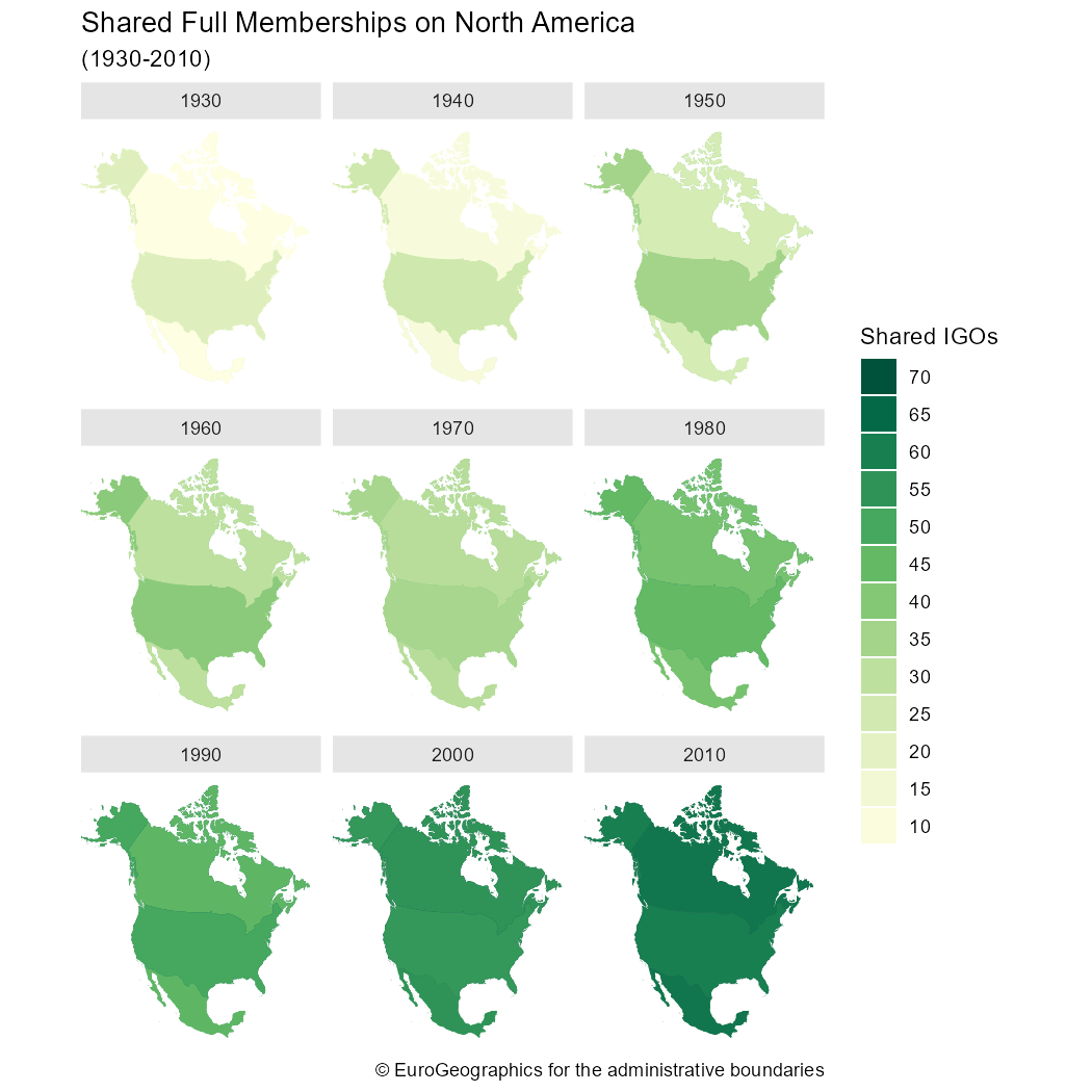 Shared Full Memberships on North America (1930 - 2010)