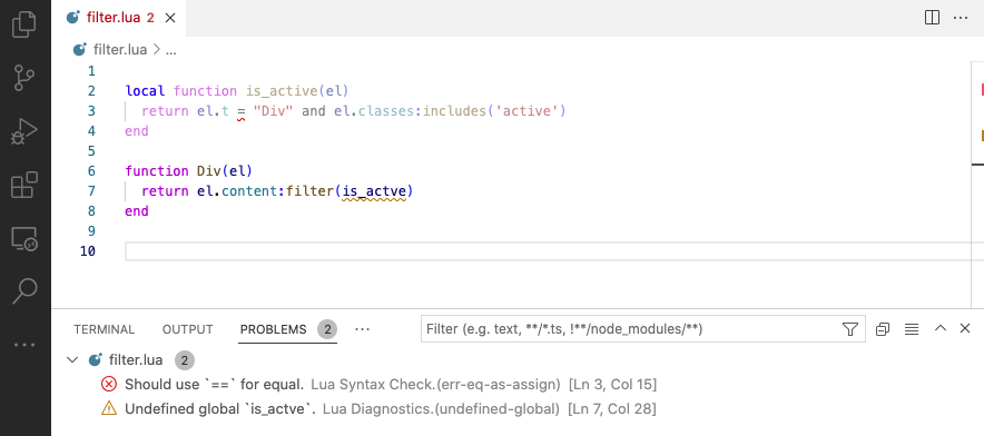 Lua Development – Quarto