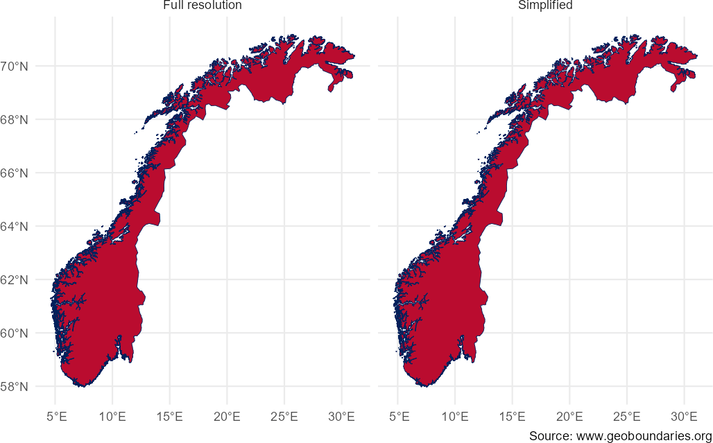 Comparison between full vs. simplified map.