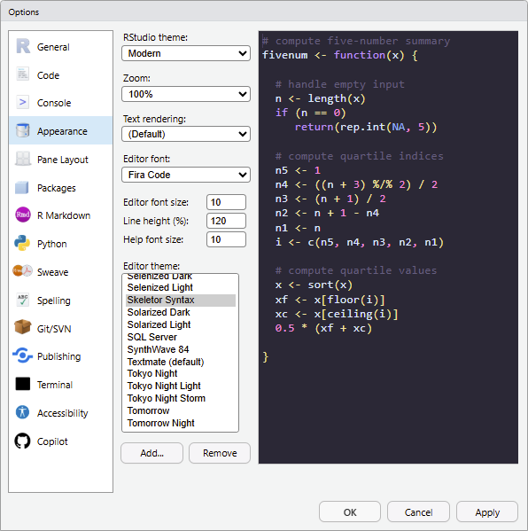 RStudio IDE, Add-Theme UI