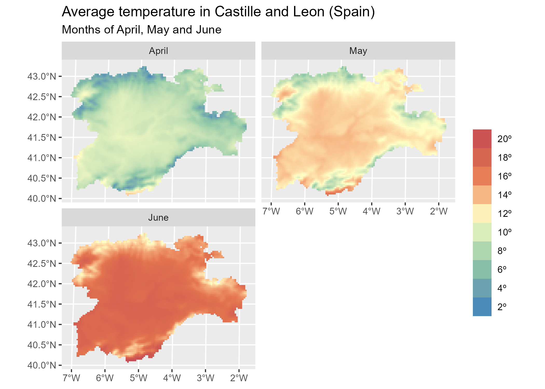 Average temperature in Castille and Leon, Spain